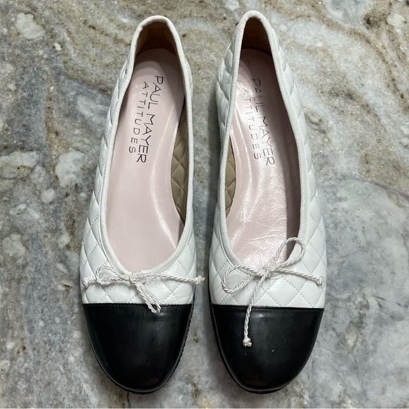 Paul Mayer Attitudes Ballet Flats White/Black Women’s Classic Chic - Picture 10 of 11